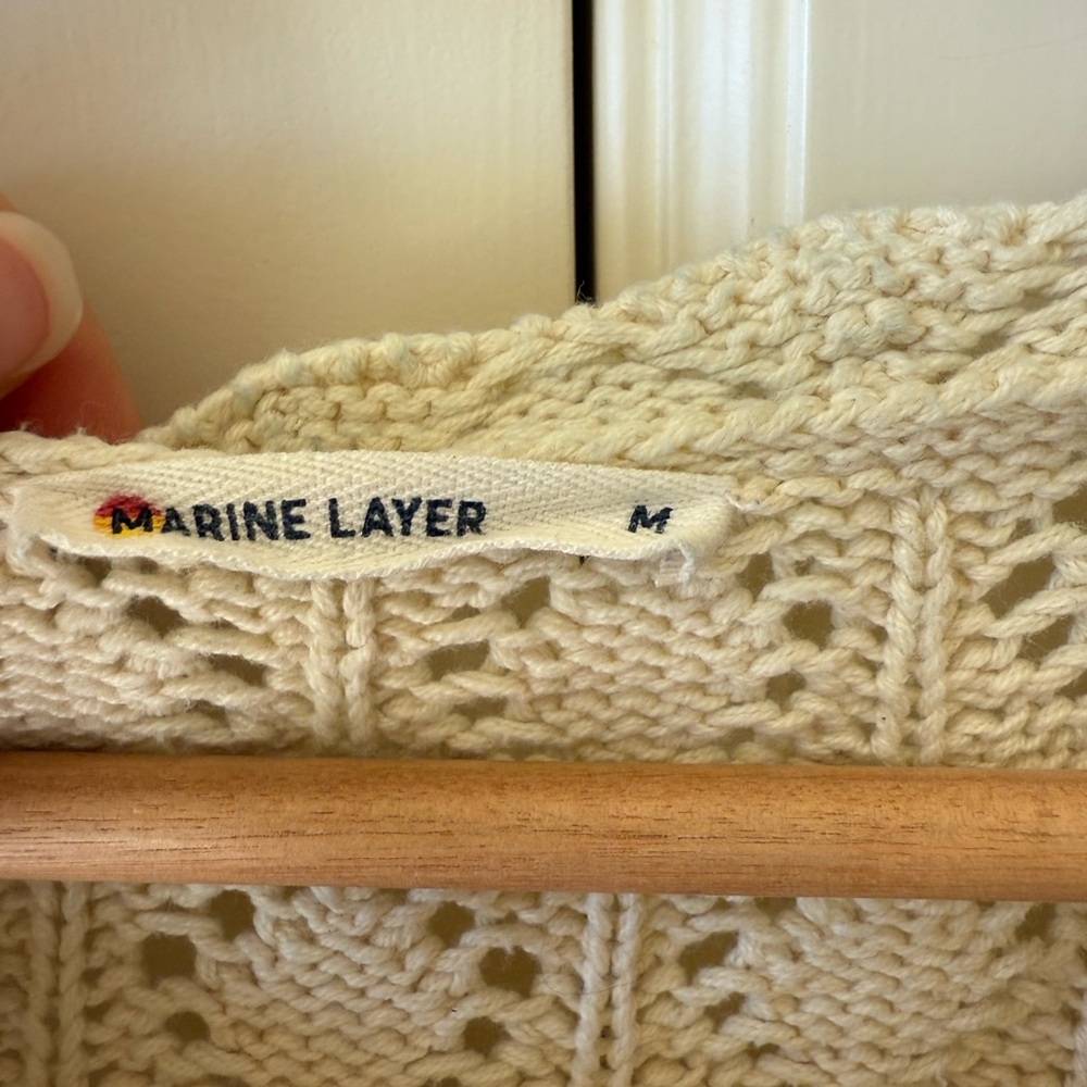 MARINE LAYER Manzanita Crochet Fringe Sweater Size M - Picture 5 of 8